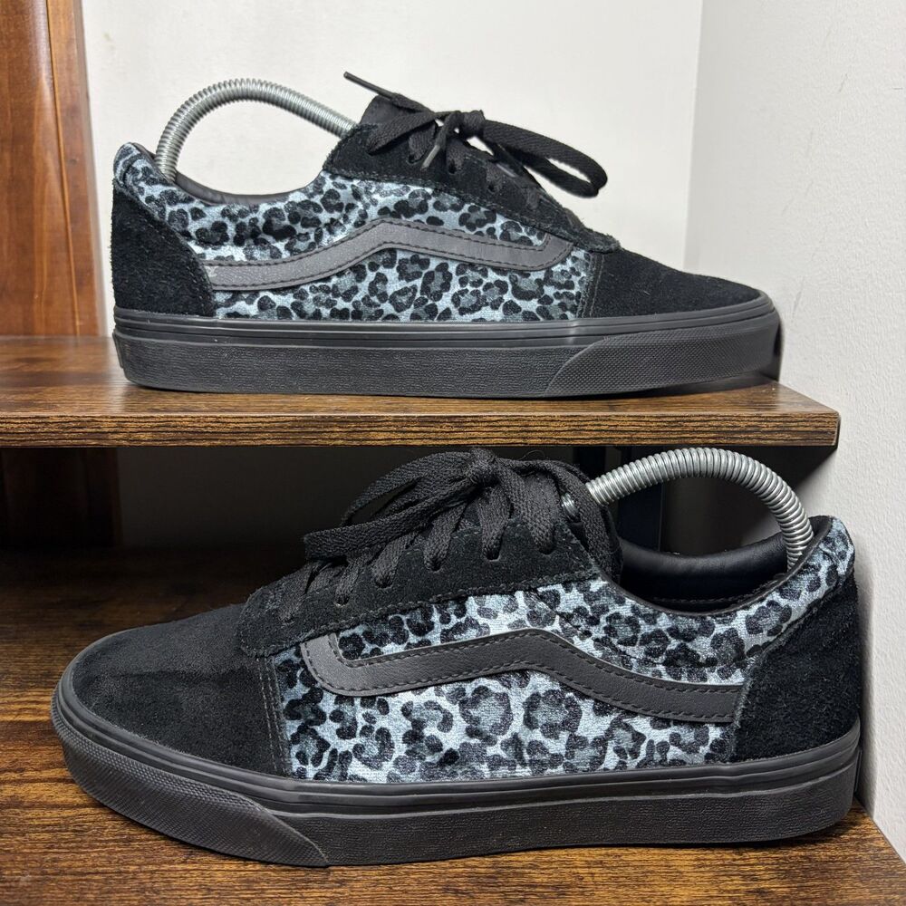 Vans Ward Leopard Print Skate Shoes Black Blue Low Top 500714 Womens 9